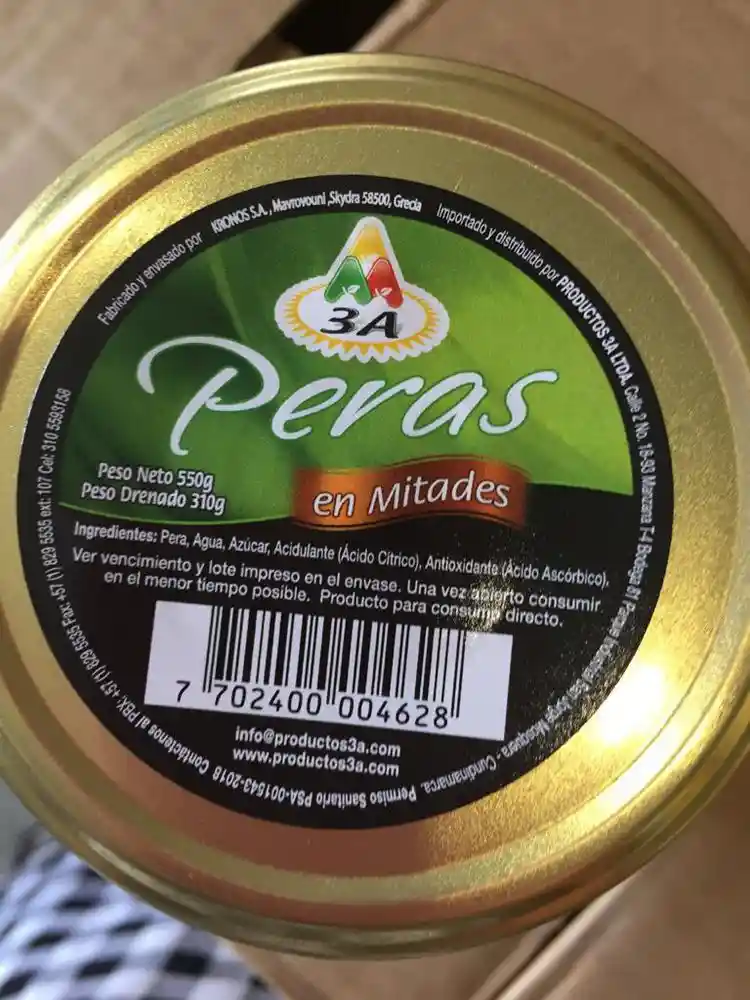 Peras en Mitades Frasco X 550 G 3 a