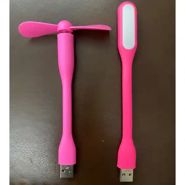 Lámpara Nocturna Led y Ventilador Portatil Blanco Rosa Miniso