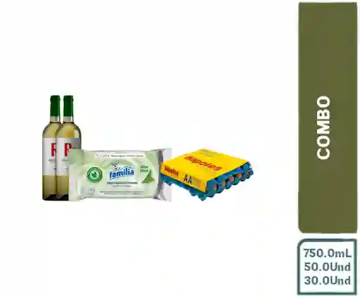 Combo Huevos Nápoles AA - Nápoles - 1 Ud - Nápoles - 1 + Papel Higienico Humedo - Familia - 1 und - Familia - 1 ud. - Familia - 1  + 2x Vino Rosaleda Blanco - Rosaleda - 750 ml