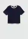 Camiseta Contrast-h Navy Talla XL Mujer Mango