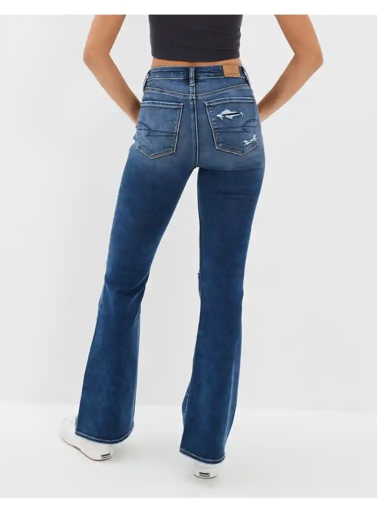 Jean Flare Azul Talla 6 Short Mujer American Eagle