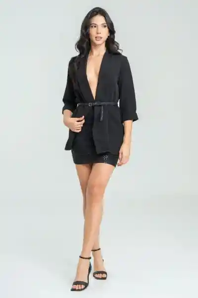 Falda Corta Brillo Color Negro Talla 10 Ragged