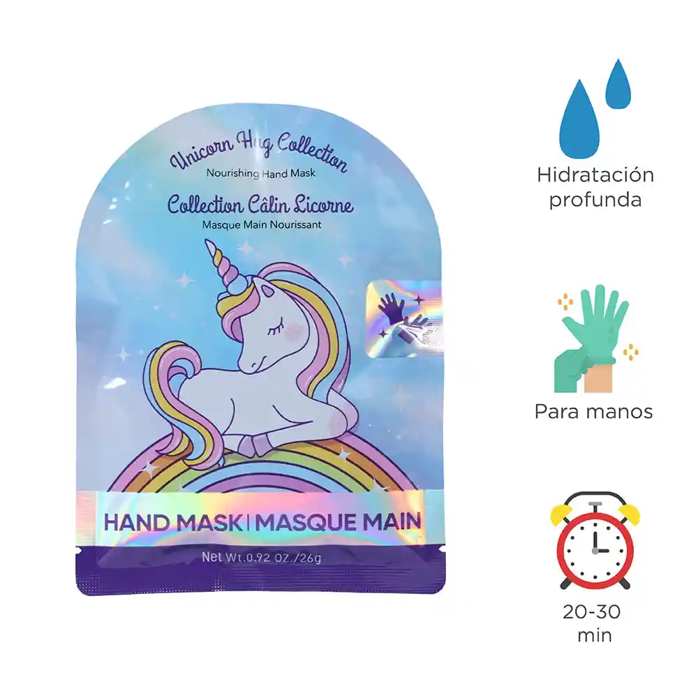 Mascarilla Nutritiva Para Manos Unicorn Hug Azul Miniso