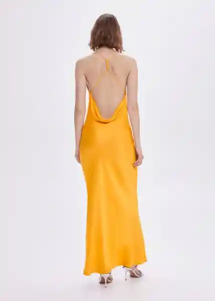 Vestido Griega Naranja Talla L Mujer Mango