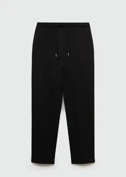 Pantalón Pique Negro Talla XS Mujer Mango