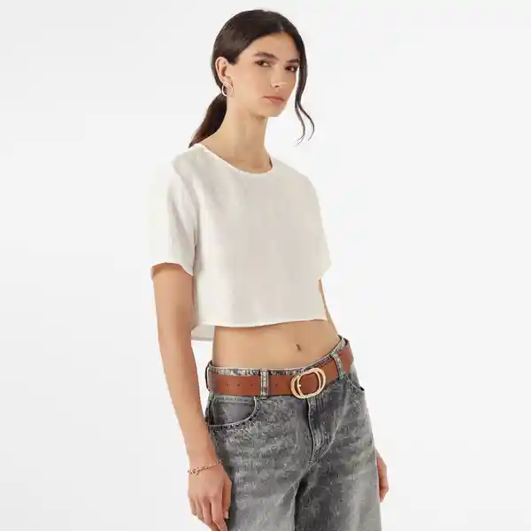 Blusa Cuello Redondo Manga Corta Blanco Talla XL 680288