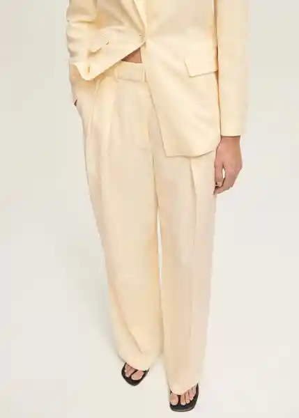 Pantalón Brera Vainilla Talla 38 Mujer Mango