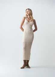 Vestido Mujer Crudo Vainilla Claro Talla S 473G038 Naf Naf