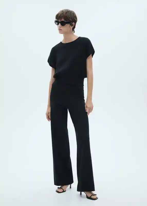 Pantalón Plisati-w Negro Talla S Mujer Mango