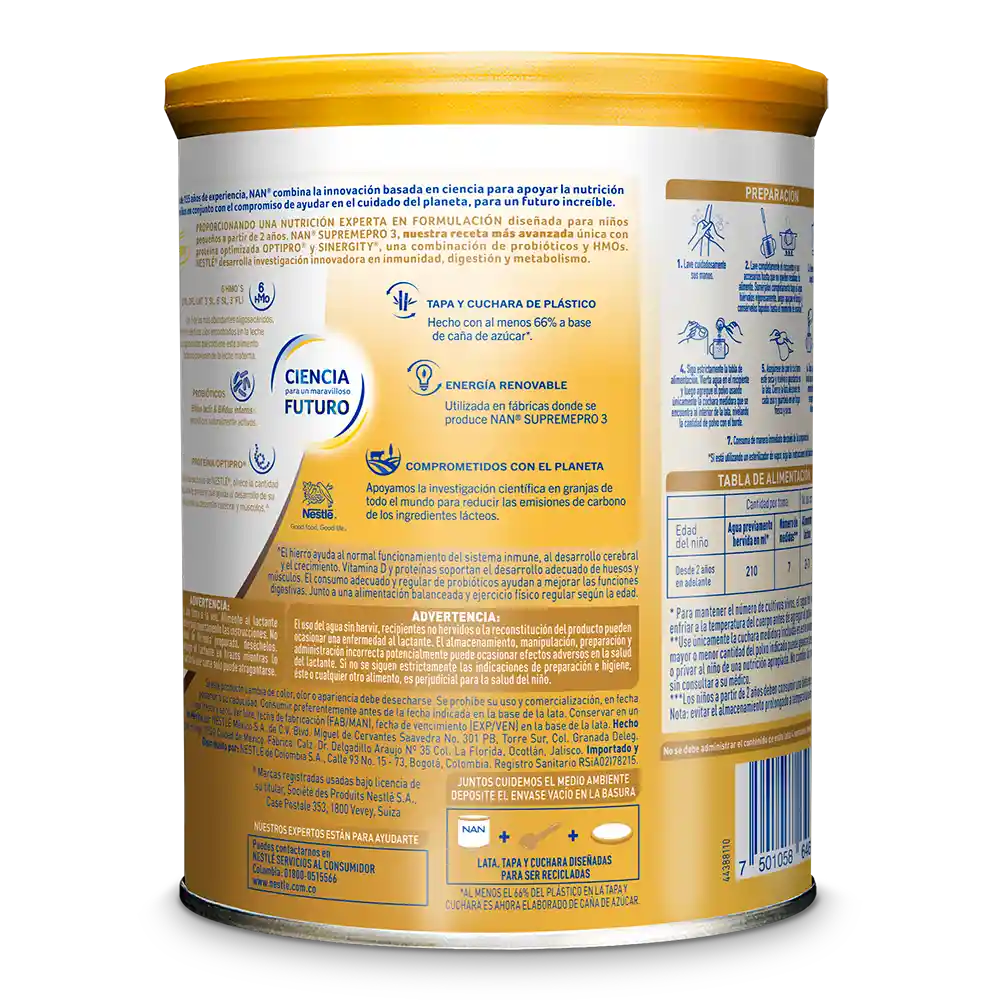 Alimento Lácteo Nan Supremepro Etapa 3 Con 6 HMO Lata X 800 g