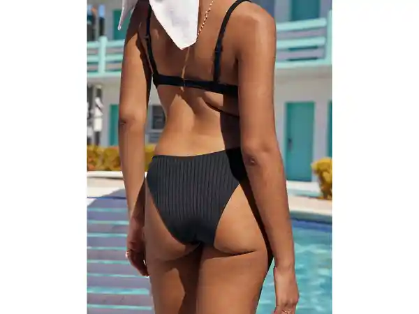 American Eagle Braga de Bikini Aerie Ribbed Negro Talla Medium