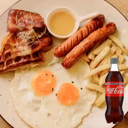 Combo Desayuno Americano +Cocacola Light 400ml