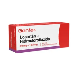 Losartan + Hidroclorotiazida 50/12.5 Mg X L
