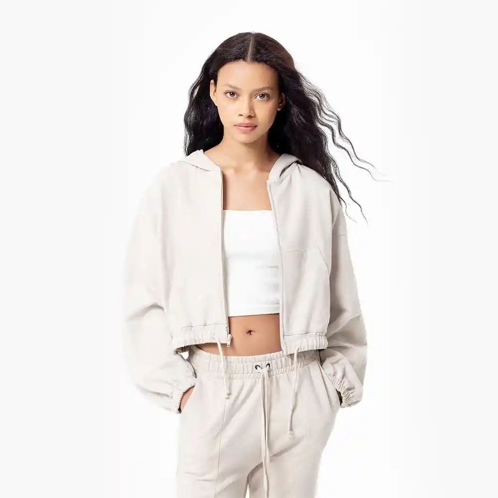 Buzo Con Capucha en Fleece Algodón Femenino Liso Lixir Gef Talla Xs