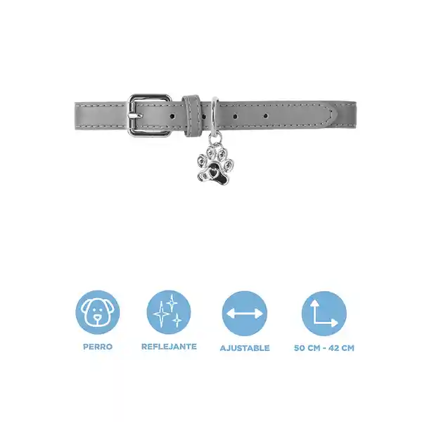 Collar Mascotas Dije de Huella Grande Serie Silver Gray Miniso