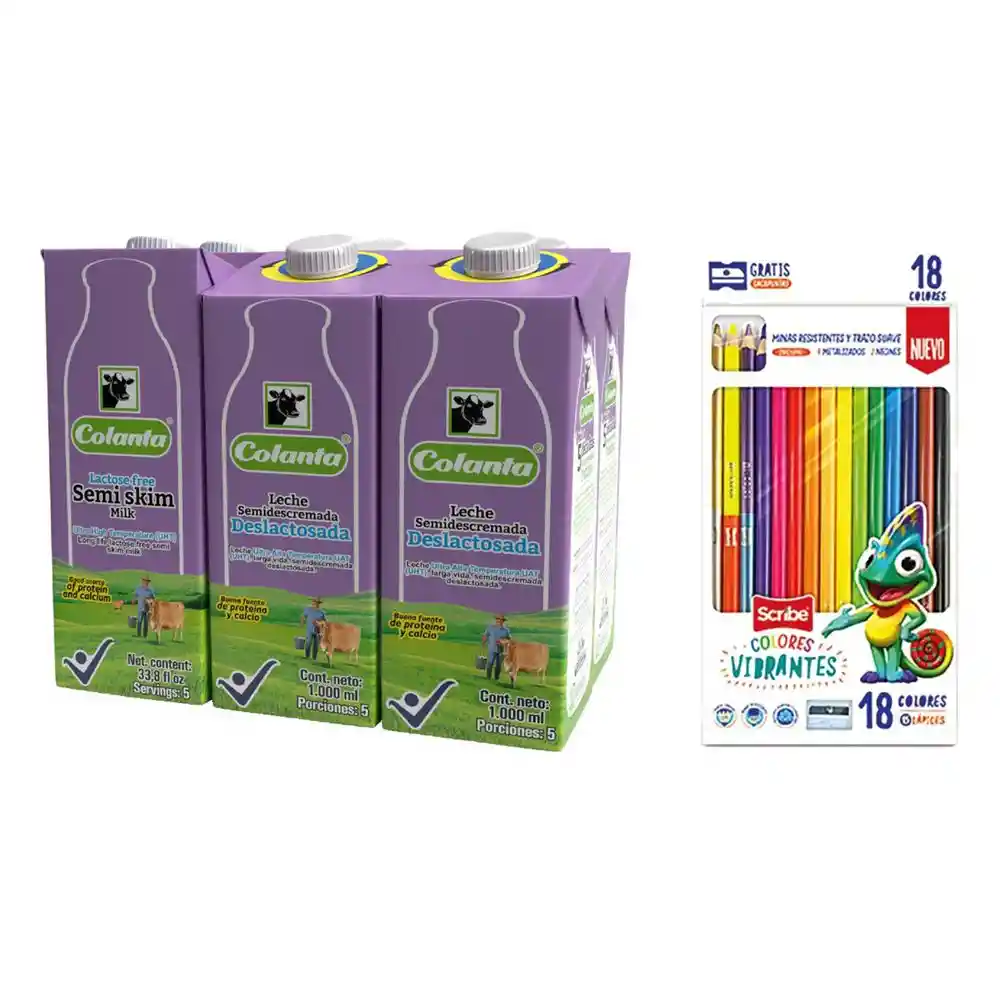 Oferta Leche Colanta Deslactosada + Colores (6000 Ml)