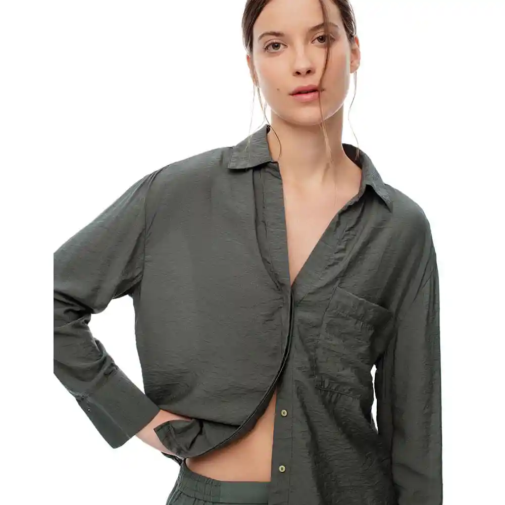 Camisa Manga Larga Con Puño en Viscosa Femenino Lelis Gef Talla M