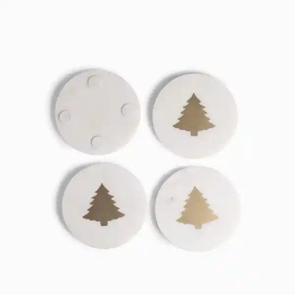 Set Portavaso Árbol Navidad Mármol Ambiente Gourmet