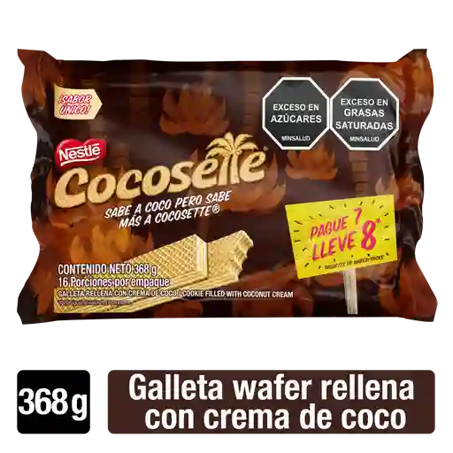 Galletas COCOSETTE Wafer con crema de coco pague 7 lleve 8 x 368g