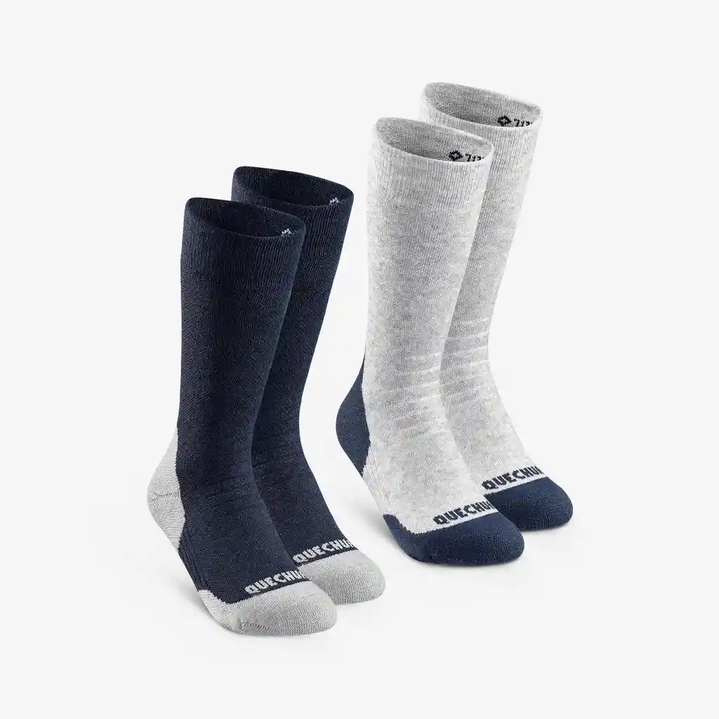 Medias de Senderismo Cálidas Niños Sh100 Mid Azul