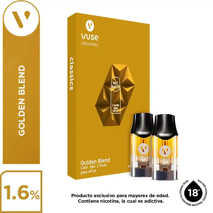 Capsula Vuse Golden Blend 18 Mg Caja X 2Und