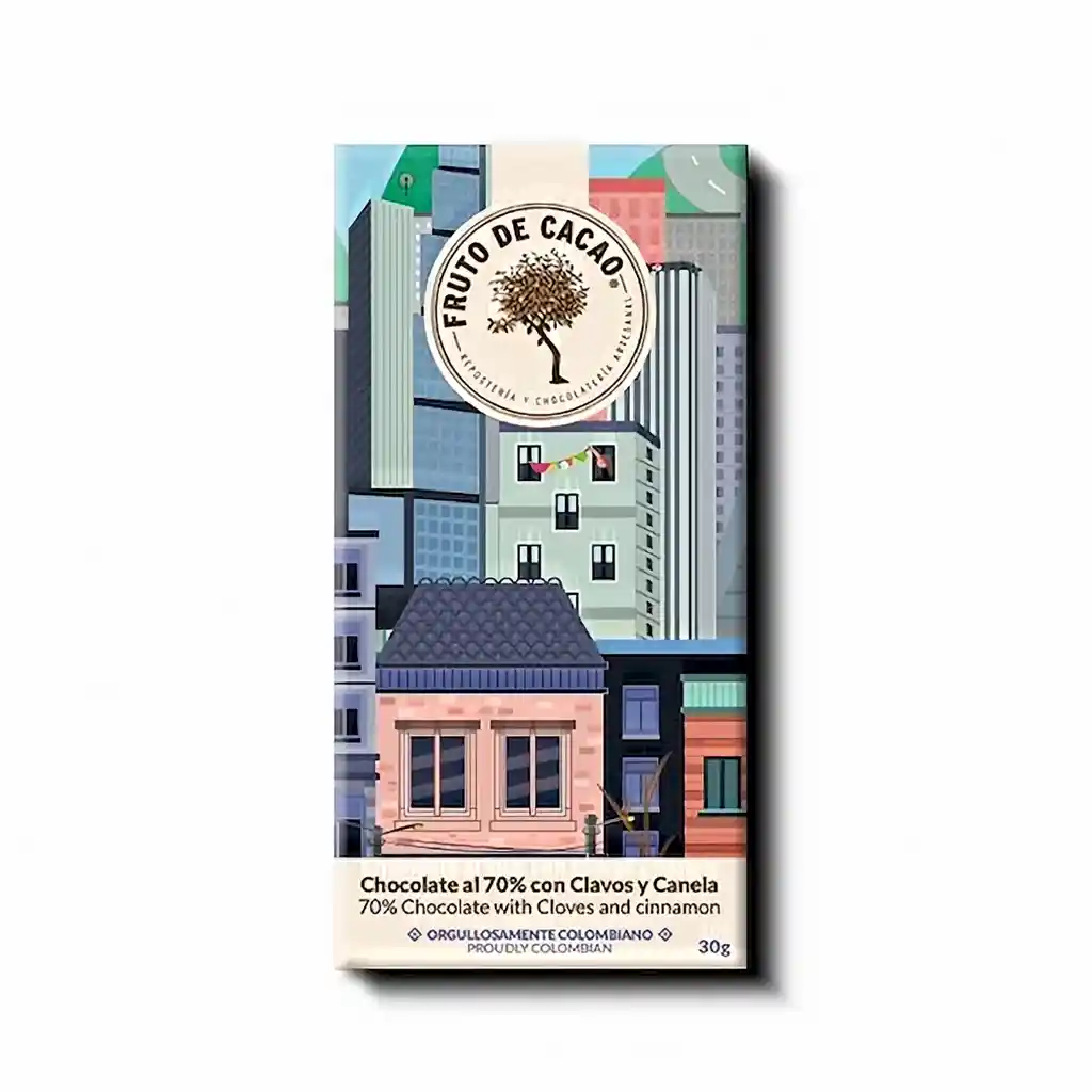 Fruto de Cacao Barra de Chocolate Clavos y Canela 70 %