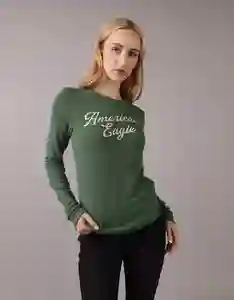 Camiseta Mujer Verde Talla: SMALL 9751337 American Eagle