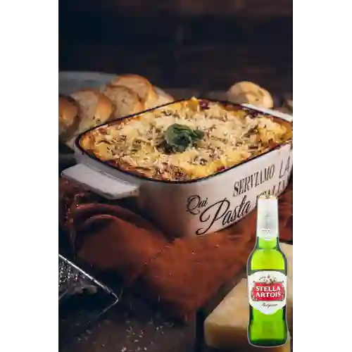 Combo Lasagna Bologñesa + Stella Artois 350 Ml