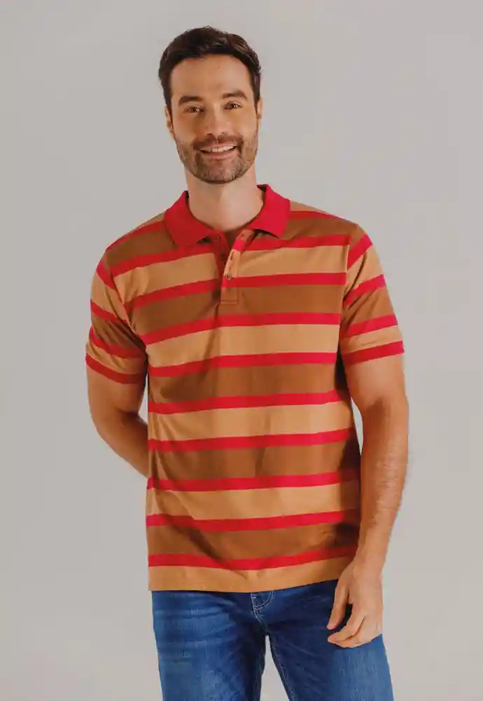 Camiseta Polo Rayas S-vinotinto