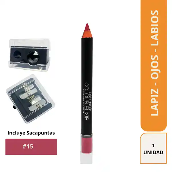 Party Kit Lápiz Dual Labios y Ojos Quenn + Sacapuntas 15