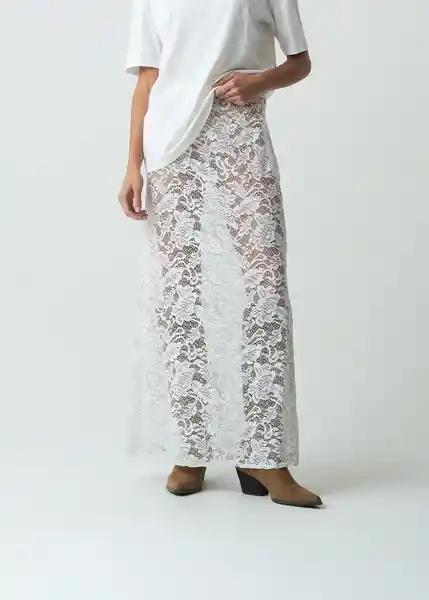 Falda Blondi Mujer Crudo Marfil Claro Talla M 442G386 Naf Naf