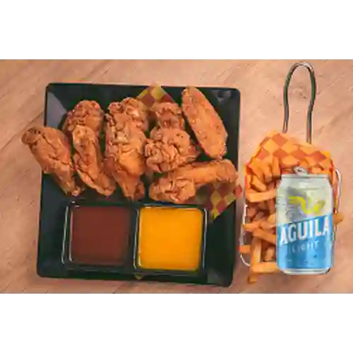 Combo 9 Alitas + Aguila Light 330 ml