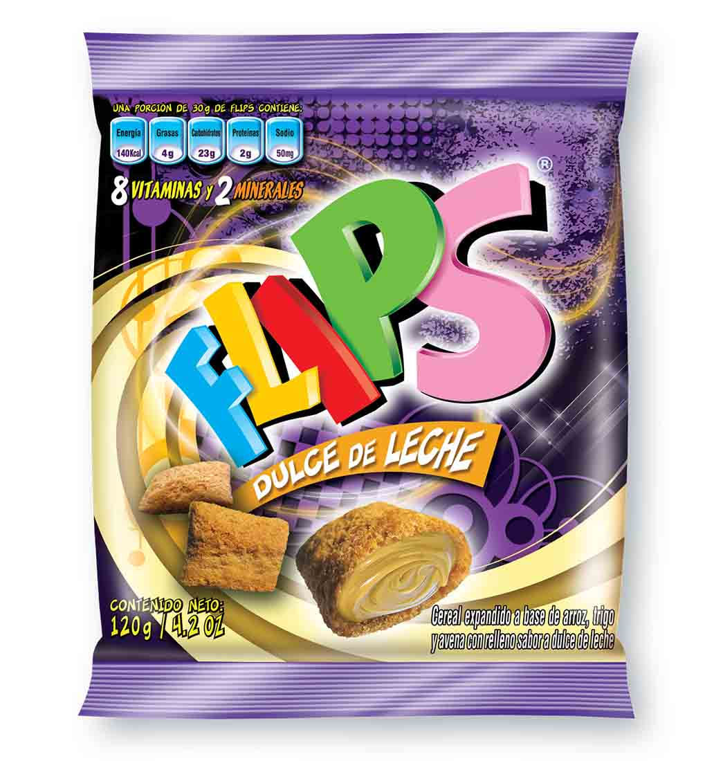 Flips Cereal Relleno con Dulce de Leche 120 g