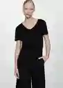 Camiseta Chalapi Negro Talla 18 Mujer Mango