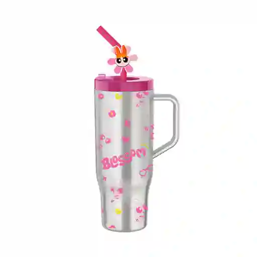 Vaso Con Pitillo de Serie Las Chicas Superpoderosas Rosa Miniso