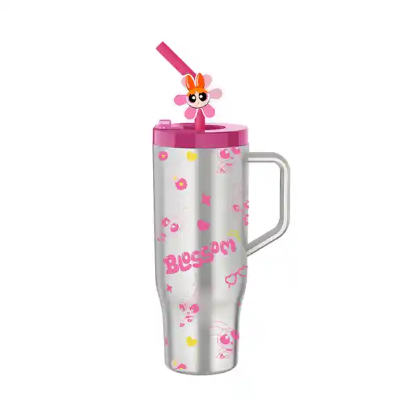 Vaso Con Pitillo de Serie Las Chicas Superpoderosas Rosa Miniso