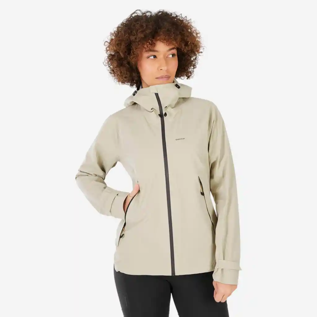 Chaqueta Impermeable de Senderismo Para Mujer Quechua Mh500 Beige