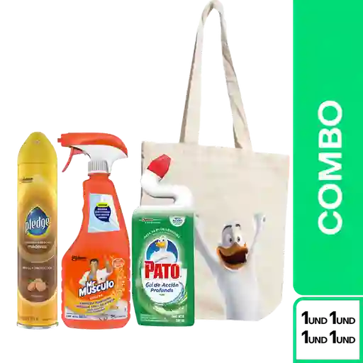 Combo Totebag Pato Gel + Pledge Lustrador + Mr Músculo Naranja