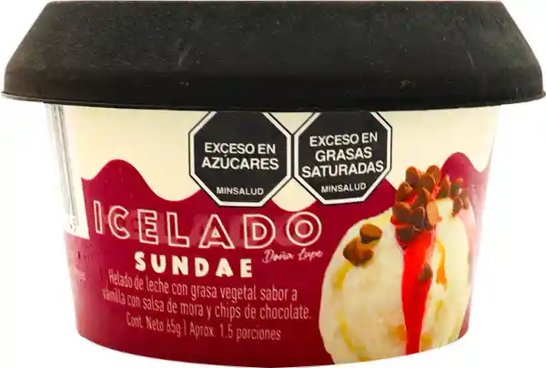 Helado Sundae Helado Vainilla Mora Chips