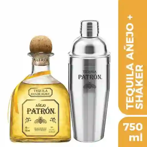 Tequila Patrón Añejo 700 Ml + Shaker/coctelera Patrón