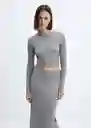 Falda Prinches Gris Medio Vigoré Talla L Mujer Mango