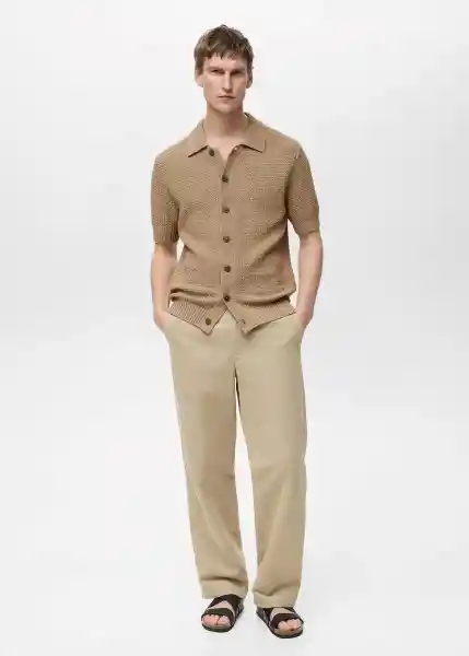 Camisa Pierola Beige Talla M Hombre Mango