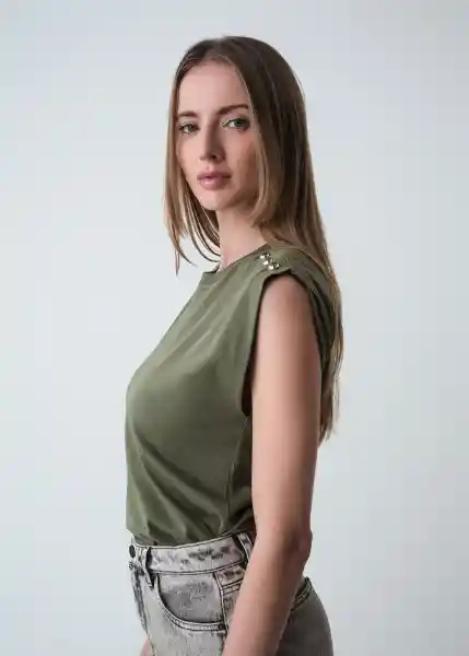 Camiseta Mujer Verde Cocodrilo Oscuro Talla S 509g057 Naf Naf