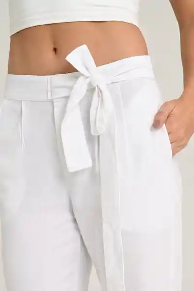 Pantalón Lino Anudado Color Blanco Talla 12 Ragged