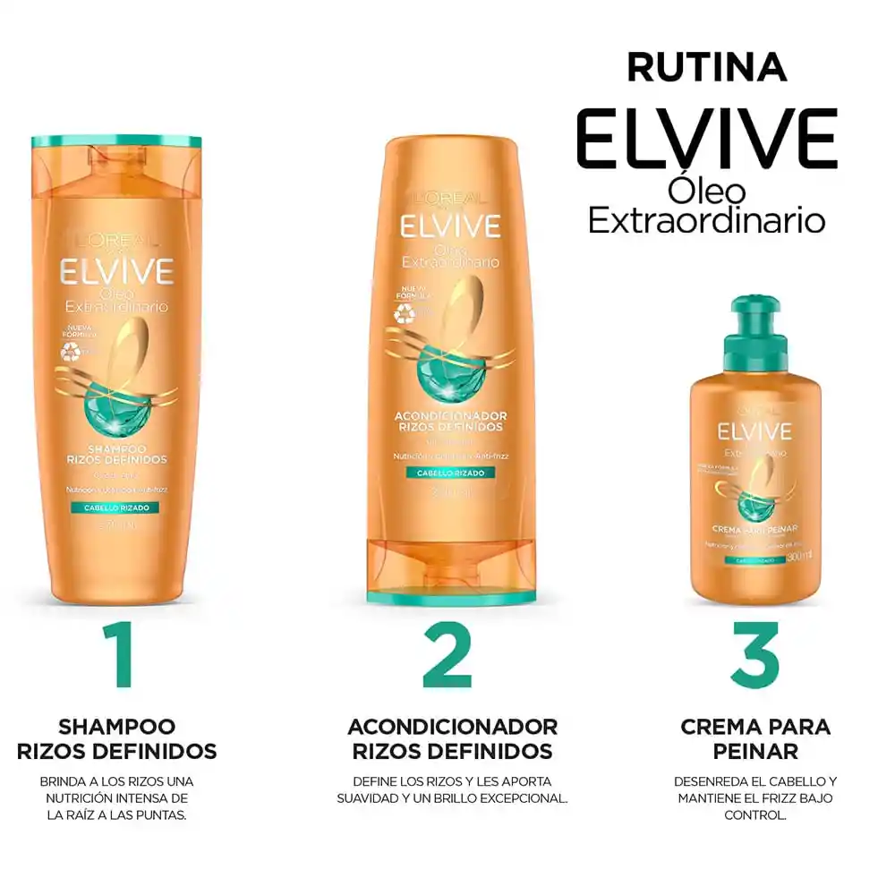 Loreal Paris-Elvive Shampoo Óleo Extraordinario Rizos Definidos