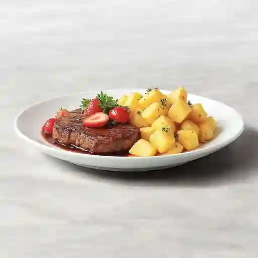 Steack En Salsa De Balsamico Y Fresa