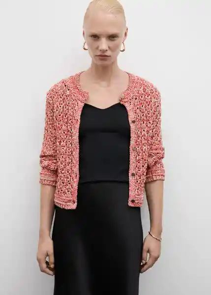 Chaqueta Cazadora Tricot Bardot Rojo Talla XS Mujer Mango