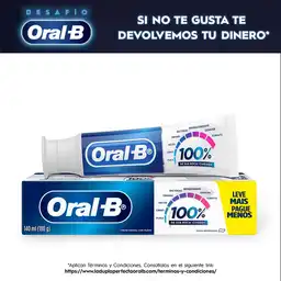 Crema Dental Oral-B 100% De Tu Boca* Cuidada Encías más Saludables en 2 semanas Combate la formación de caries desde la raíz 140ml