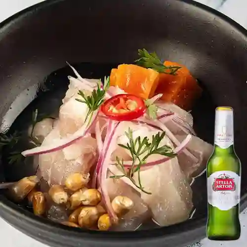 Combo Ceviche Clásico + Stella Artois Bot. 330ml