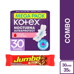 Combo Jumbo Maní + Kotex Toalla Higiénica Nocturna